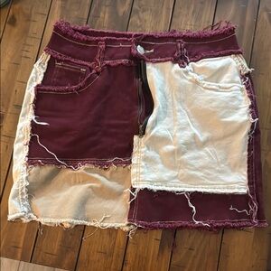 SHEIN Red and White Skorts with Patchwork Design